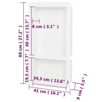 Duschnische mit 2 Fächern Hochglanz-Weiß 41x69x9 cm