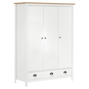 Kleiderschrank mit 3 Türen Hill Weiß 127x50x170 cm Kiefernholz
