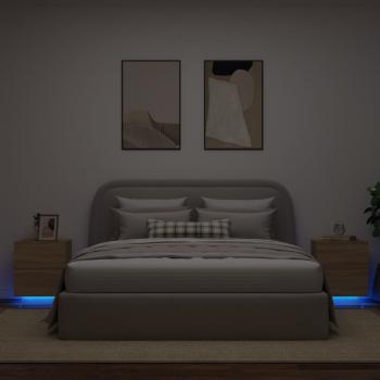 ARDEBO.de - Nachttische mit LED-Leuchten 2 Stk. Sonoma Eiche Holzwerkstoff
