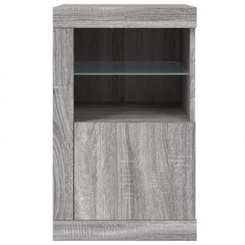 Beistellschrank mit LED-Leuchten Grau Sonoma Holzwerkstoff