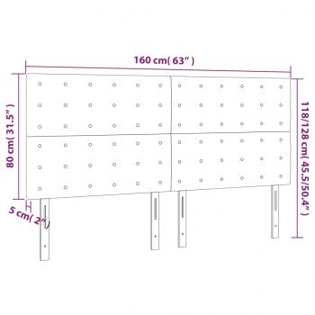 LED Kopfteil Creme 160x5x118/128 cm Stoff