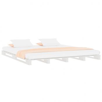 Palettenbett Weiß 180x200 cm Massivholz