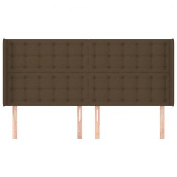 Kopfteil mit Ohren Dunkelbraun 163x16x118/128 cm Stoff