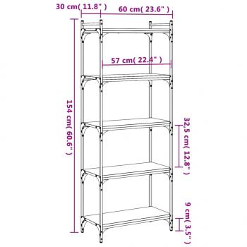 Bücherregal 5 Böden Grau Sonoma 60x30x154 cm Holzwerkstoff