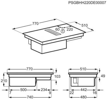 AEG CCE84543CB Induktionskochfeldabzug, 77 cm breit, 630 m³/h, Touchbedienung, OptiHeat Control, Timer, Kindersicherung, 3 Leistungsstufen + 1 Intensivstufen