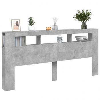 LED-Kopfteil Betongrau 220x18,5x103,5 cm Holzwerkstoff