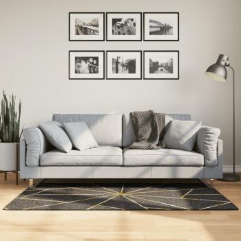 ARDEBO.de - Teppich Waschbar Schwarz und Golden 80x150 cm Rutschfest