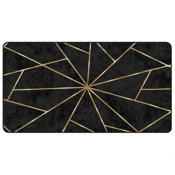 Teppich Waschbar Schwarz und Golden 80x150 cm Rutschfest