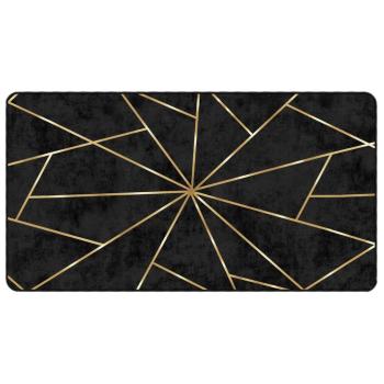 Teppich Waschbar Schwarz und Golden 80x150 cm Rutschfest