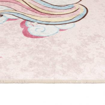 Kinderteppich Rosa 160x230 cm Einhorn Waschbar Rutschfest