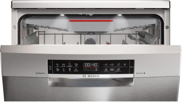 ARDEBO.de Bosch SMS6ZCI16E Serie 6 Standgeschirrspüler, 60 cm breit, 14 Maßgedecke, AquaStop, Silence Plus, Max Flex Körbe, VarioSchublade, HomeConnect, Innenraumbeleuchtung, Gebürsteter Stahl mit Anti-Fingerprint