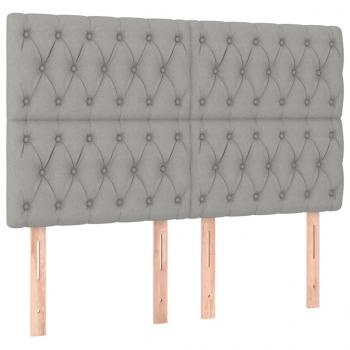 Boxspringbett mit Matratze Hellgrau 140x190 cm Stoff