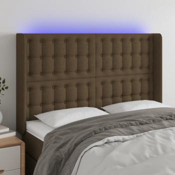 ARDEBO.de - LED Kopfteil Dunkelbraun 147x16x118/128 cm Stoff