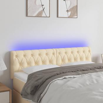 ARDEBO.de - LED Kopfteil Creme 144x7x78/88 cm Stoff