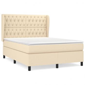 Boxspringbett mit Matratze Creme 140x200 cm Stoff