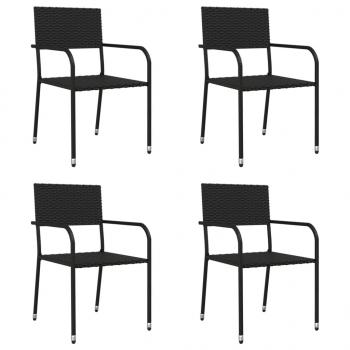 5-tlg. Garten-Essgruppe Schwarz Poly Rattan