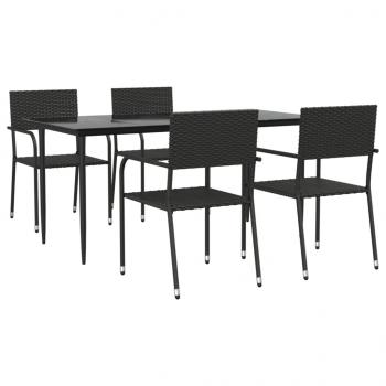 ARDEBO.de - 5-tlg. Garten-Essgruppe Schwarz Poly Rattan