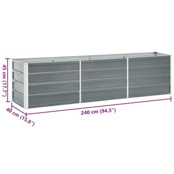 Garten-Hochbeet Verzinkter Stahl 240×40×45 cm Grau
