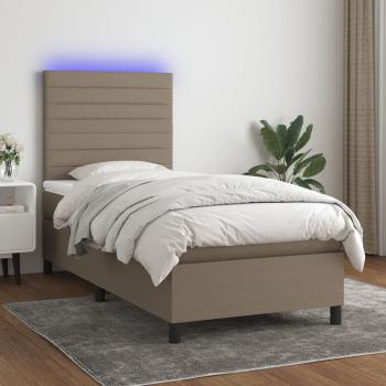 ARDEBO.de - Boxspringbett mit Matratze & LED Taupe 100x200 cm Stoff