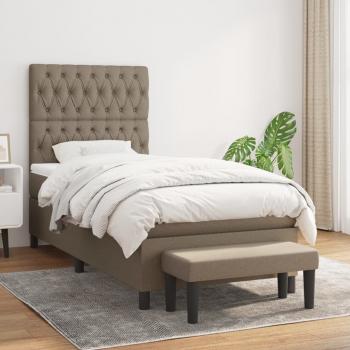 ARDEBO.de - Boxspringbett mit Matratze Taupe 100x200 cm Stoff