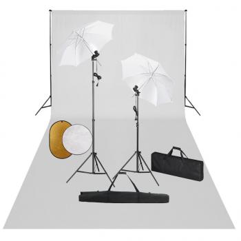 ARDEBO.de - Fotostudio-Set mit Leuchten, Schirmen, Hintergrund, Reflektor