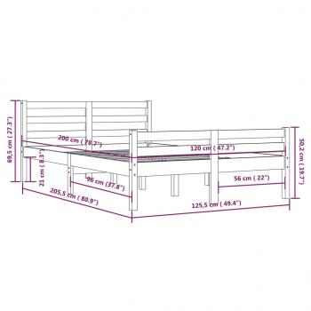 Massivholzbett Grau 120x200 cm
