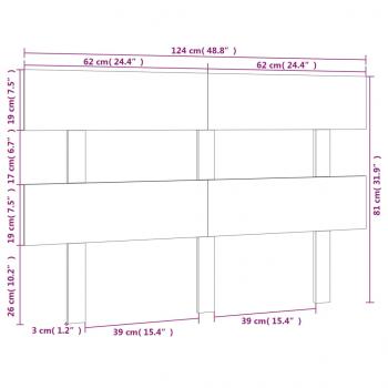 Kopfteil Weiß 124x3x81 cm Massivholz Kiefer