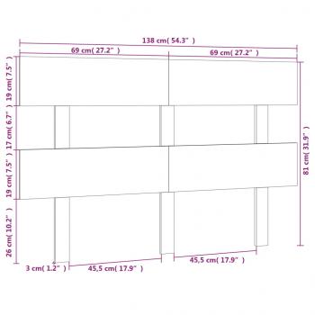 Kopfteil Grau 138x3x81 cm Massivholz Kiefer