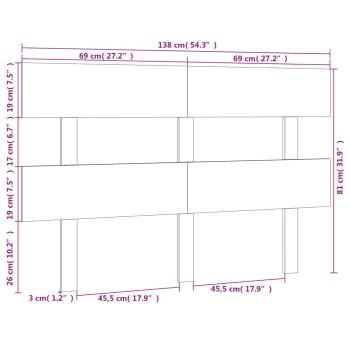 Kopfteil Schwarz 138x3x81 cm Massivholz Kiefer