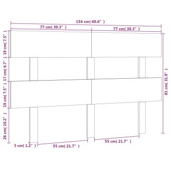 Kopfteil Schwarz 154x3x81 cm Massivholz Kiefer