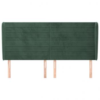 Kopfteil mit Ohren Dunkelgrün 203x23x118/128 cm Samt