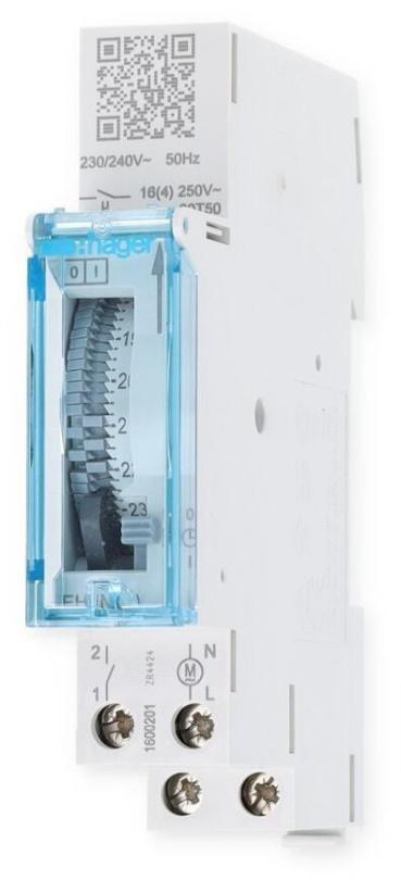 Hager Elektromechanische Schaltuhr ohne Gangreserve Tagesuhr 1S 16A, Analog (EHN010)