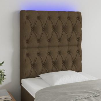ARDEBO.de - LED Kopfteil Dunkelbraun 80x7x118/128 cm Stoff