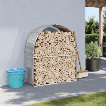 ARDEBO.de - Kaminholzunterstand Hellgrau 120x45x140 cm Verzinkter Stahl