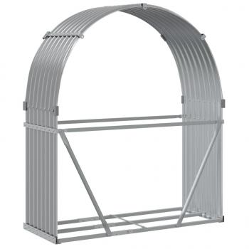 Kaminholzunterstand Hellgrau 120x45x140 cm Verzinkter Stahl