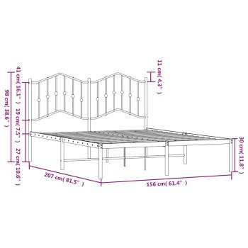 ARDEBO.de - Bettgestell mit Kopfteil Metall Schwarz 150x200 cm