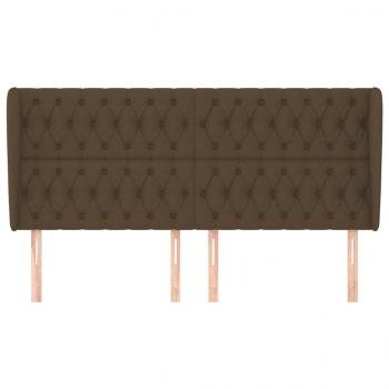 Kopfteil mit Ohren Dunkelbraun 203x23x118/128 cm Stoff