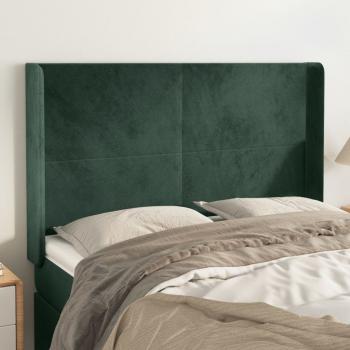 ARDEBO.de - Kopfteil mit Ohren Dunkelgrün 147x16x118/128 cm Samt