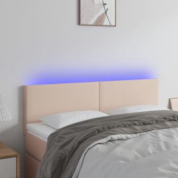 ARDEBO.de - LED Kopfteil Cappuccino-Braun 144x5x78/88 cm Kunstleder