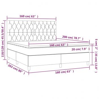 Boxspringbett mit Matratze Dunkelbraun 160x200 cm Stoff