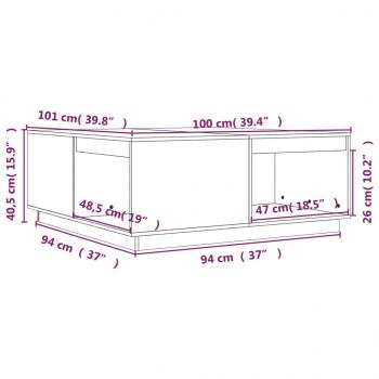 Couchtisch Grau 100x101x40,5 cm Massivholz Kiefer