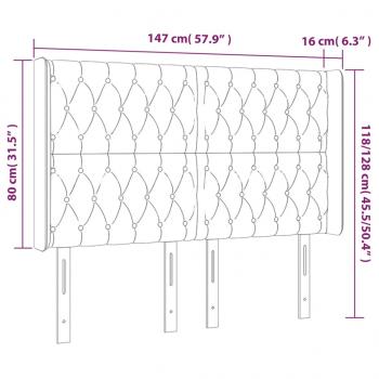 LED Kopfteil Dunkelbraun 147x16x118/128 cm Stoff