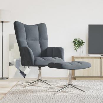 ARDEBO.de - Relaxsessel mit Hocker Dunkelgrau Samt