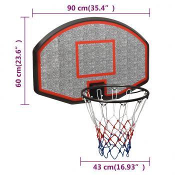 Basketballkorb Schwarz 90x60x2 cm Polyethylen