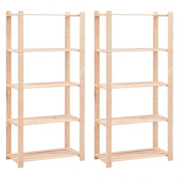 ARDEBO.de - Regale 5 Böden 2 Stk. 80×38×170 cm Kiefer Massivholz 250 kg
