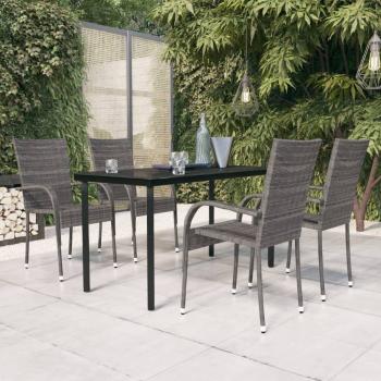 ARDEBO.de - 5-tlg. Garten-Essgruppe Grau und Schwarz