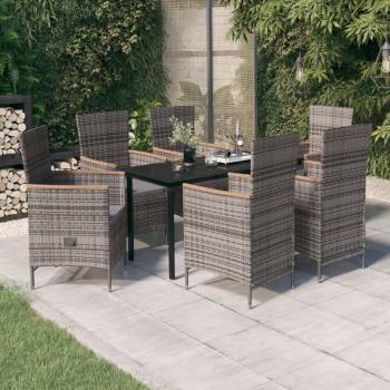 ARDEBO.de - 7-tlg. Garten-Essgruppe mit Kissen Grau