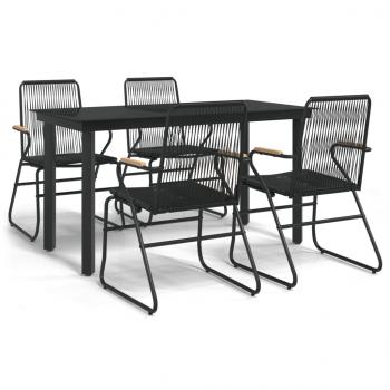 5-tlg. Garten-Essgruppe Schwarz PVC Rattan