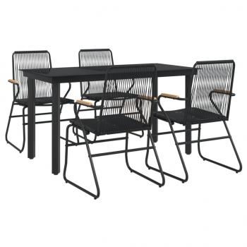 5-tlg. Garten-Essgruppe Schwarz PVC Rattan