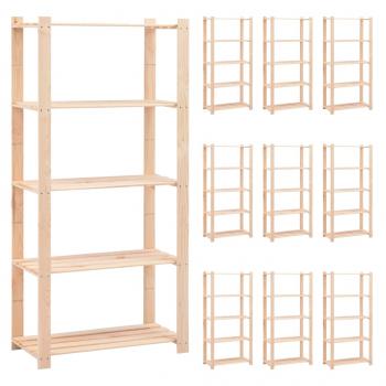 ARDEBO.de - Lagerregale 5 Böden 10 Stk. 80x38x170cm Massivholz Kiefer 250kg